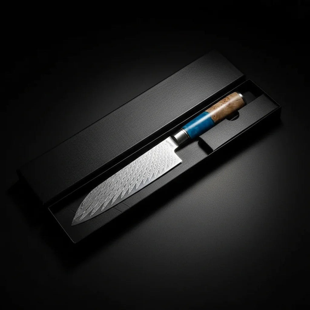 67-Layer Damascus Kitchen Knife Set – Chef, Nakiri, Utility & Santoku Knives with Wooden Handle