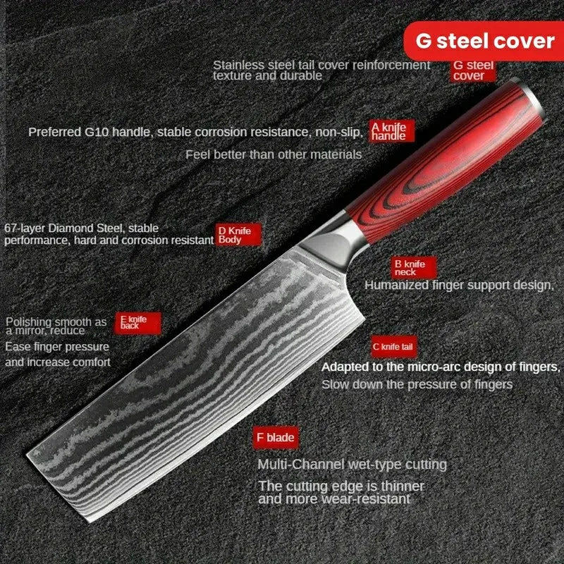 67 Layers Damascus Kitchen Knife G10 Handle Chef Nakiri Boning Nakiri