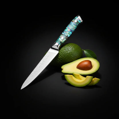 67-Layer Damascus Steel Utility Knife – Abalone Shell Handle, Professional Kitchen Knife