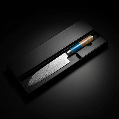 67-Layer Damascus Kitchen Knife Set – Chef, Nakiri, Utility & Santoku Knives with Wooden Handle