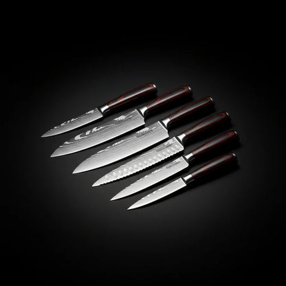 8-Piece Premium Stainless Steel Kitchen Knife Set with Wooden Handles