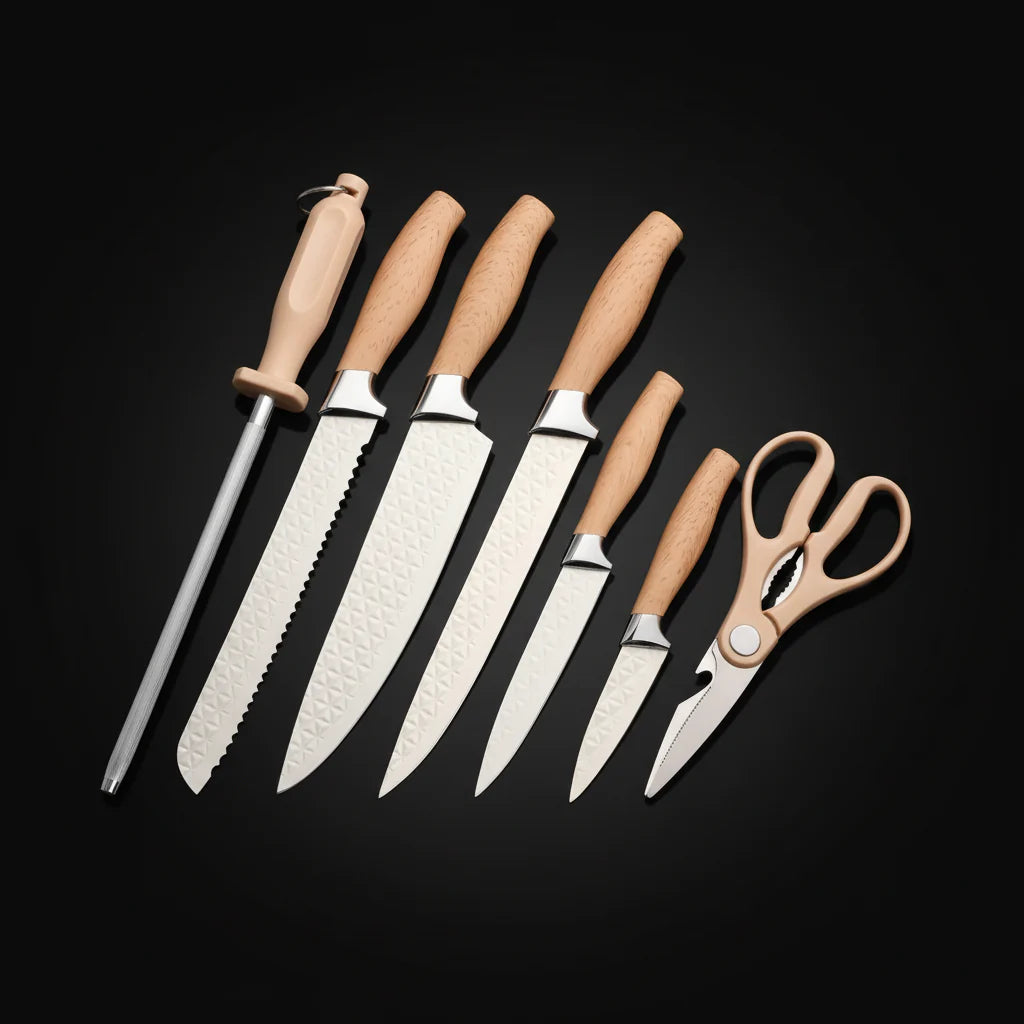 7-Piece Stainless Steel Chef Knife Set with Storage Case & Scissor