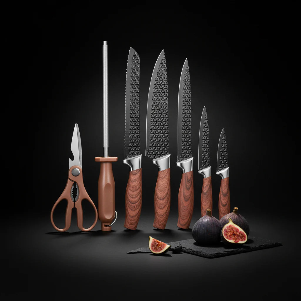 7-Piece Stainless Steel Chef Knife Set with Storage Case & Scissor