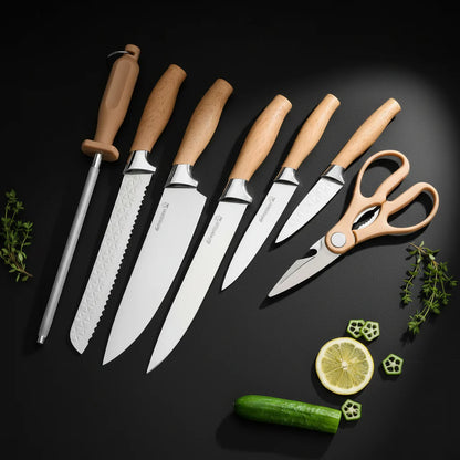 7-Piece Stainless Steel Chef Knife Set with Storage Case & Scissor