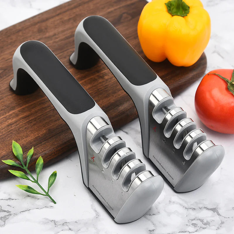 Four Stage Knife Sharpener, Kitchen Knife, Sharpening Scissors, Household Multifunctional Manual Quick Sharpening Tool