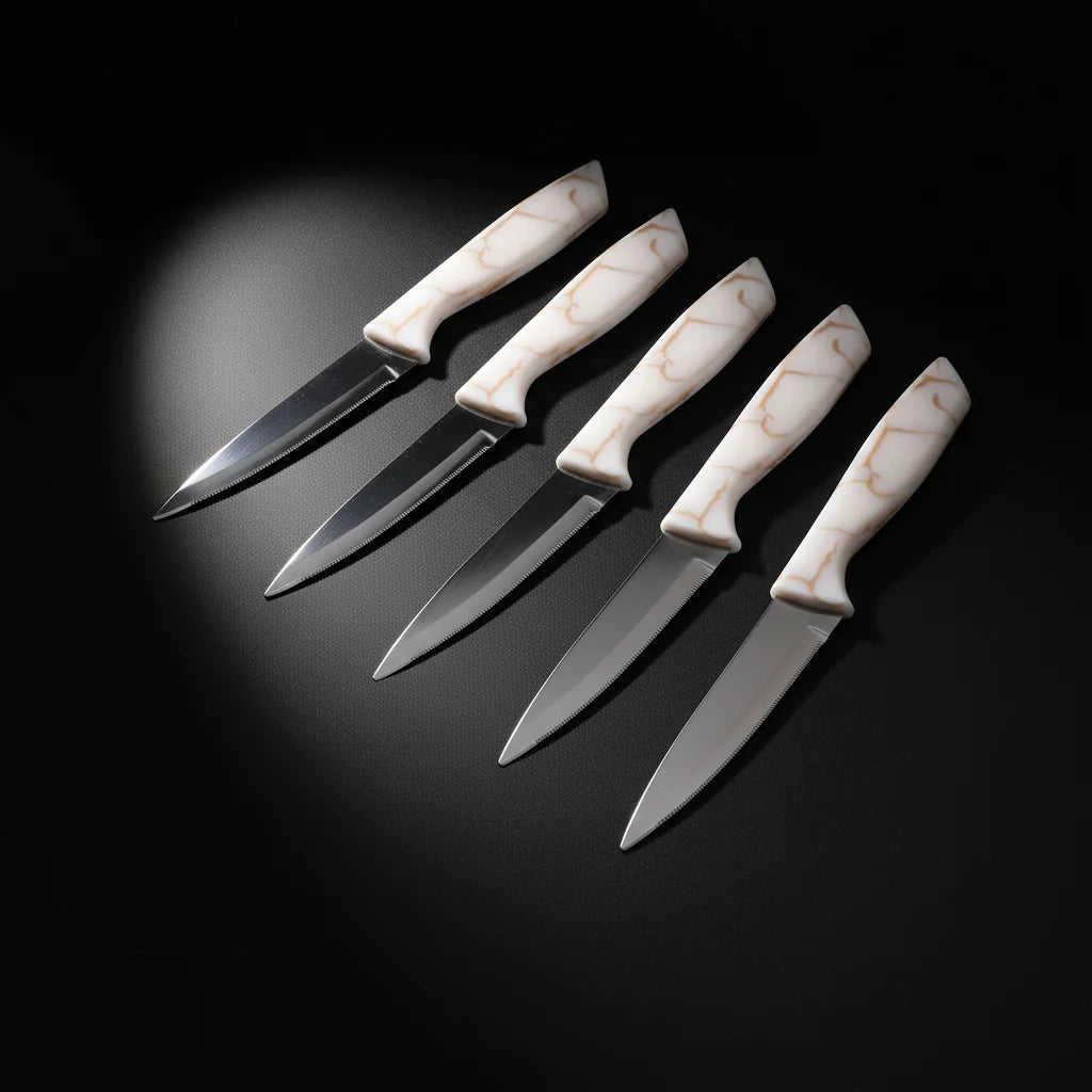 13-Piece Stainless Steel Steak Knife Set with Marble-Pattern Handles