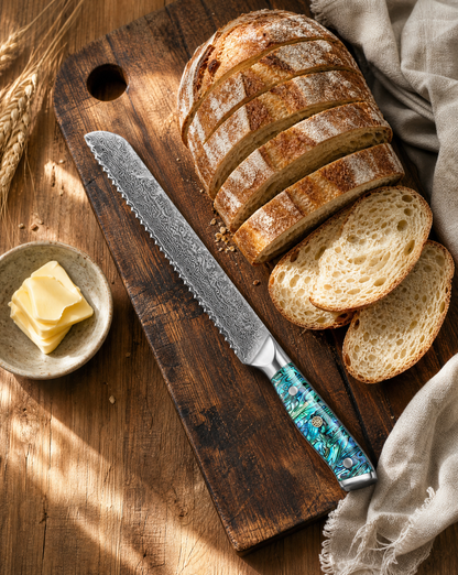 Damascus Bread Knife, 8-Inch – 67-Layer Steel