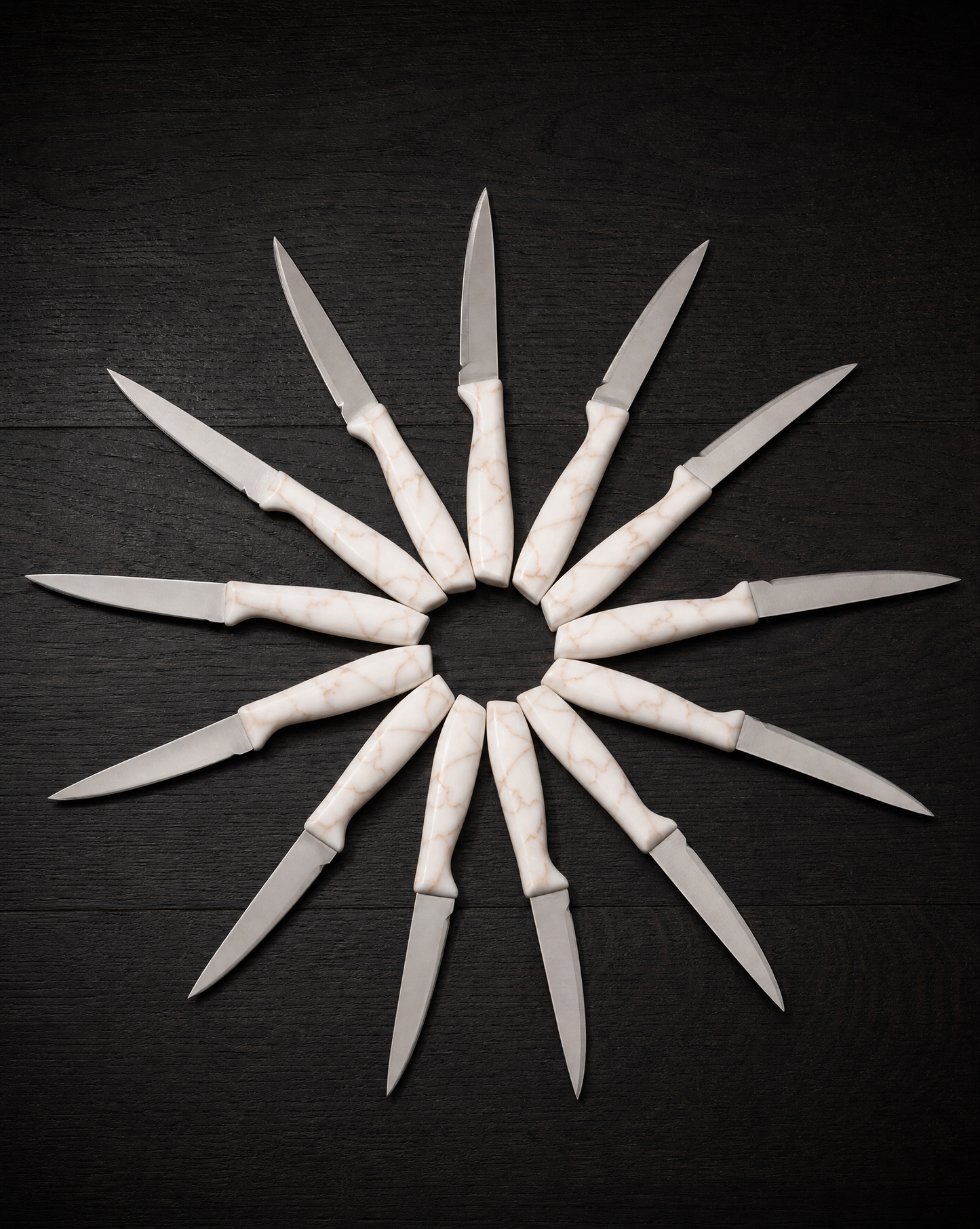 13-Piece Stainless Steel Steak Knife Set with Marble-Pattern Handles