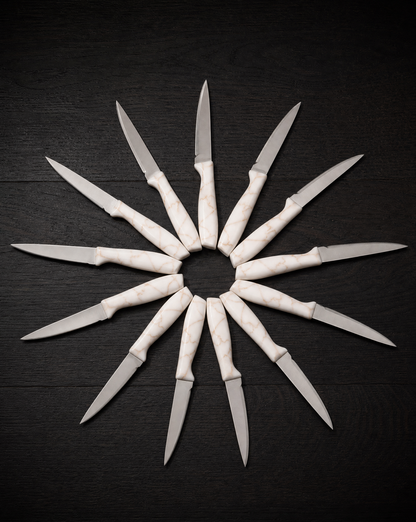 13-Piece Stainless Steel Steak Knife Set with Marble-Pattern Handles