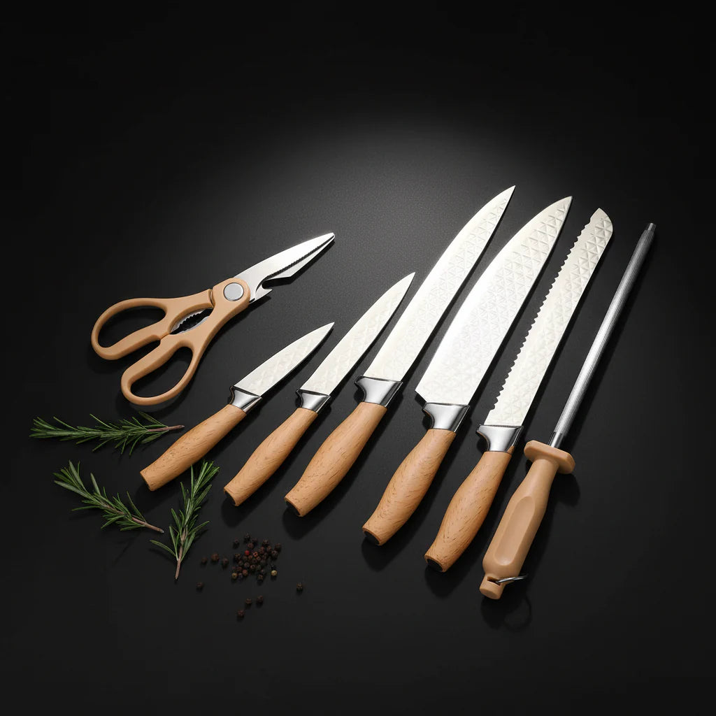 7-Piece Stainless Steel Chef Knife Set with Storage Case & Scissor