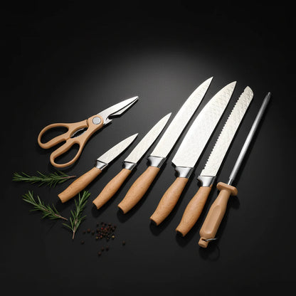 7-Piece Stainless Steel Chef Knife Set with Storage Case & Scissor