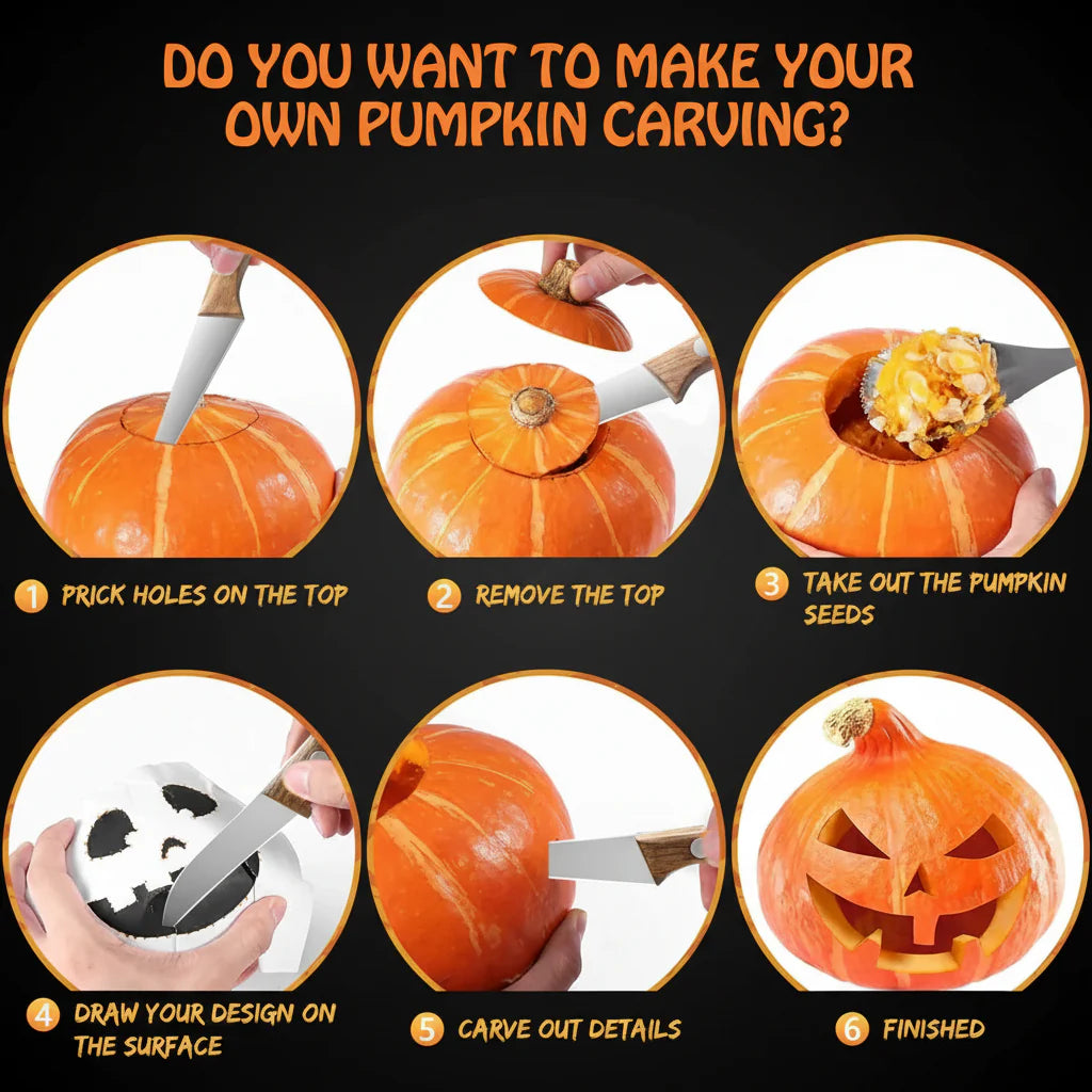 3-Piece Stainless Steel Carving Knife Set — Wood Handle Kitchen Knives