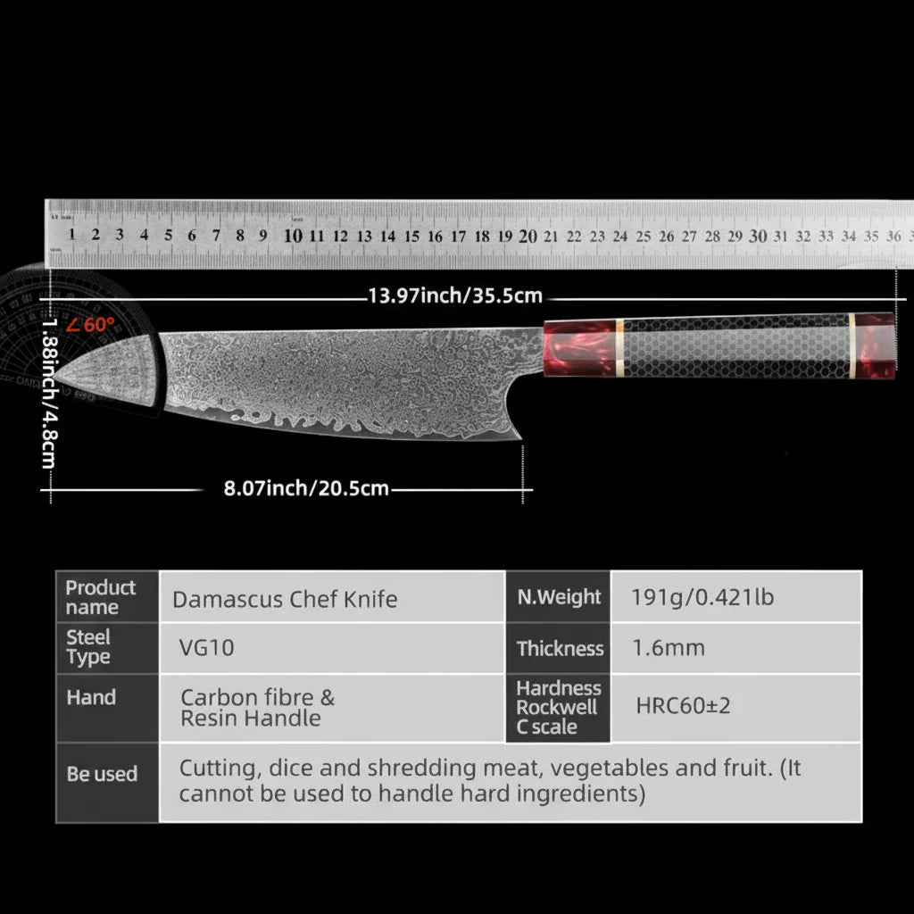 Japanese 8-Inch Damascus Cleaver Knife