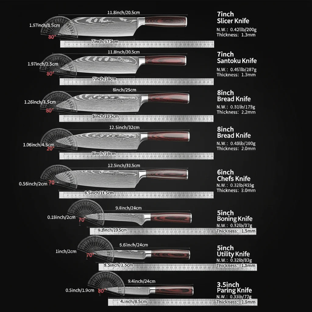 8-Piece Premium Stainless Steel Kitchen Knife Set with Wooden Handles