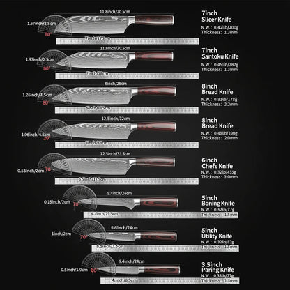 8-Piece Premium Stainless Steel Kitchen Knife Set with Wooden Handles