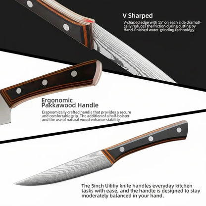 6-Piece Non-Stick Stainless Steel Steak Knife Set with Wooden Handles