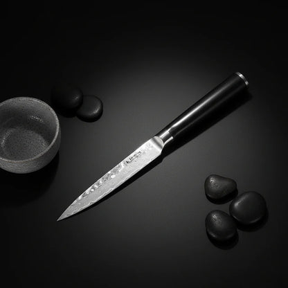 Damascus Steel Fruit & Fillet Knife — Vintage Wood Handle Chef Knife