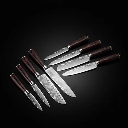 8-Piece Premium Stainless Steel Kitchen Knife Set with Wooden Handles